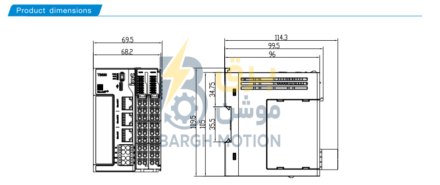 ابعاد PLC TS600 اینوت